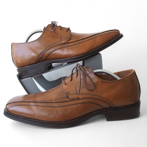 Johnston & Murphy Square Toe Bicycle Leather Oxfords Brown 6462 Men's 11M - Picture 1 of 12